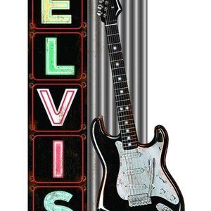 Elvis Presley Marquee Style Metal Wall Sign with Guitar Bar Restaurant Garage